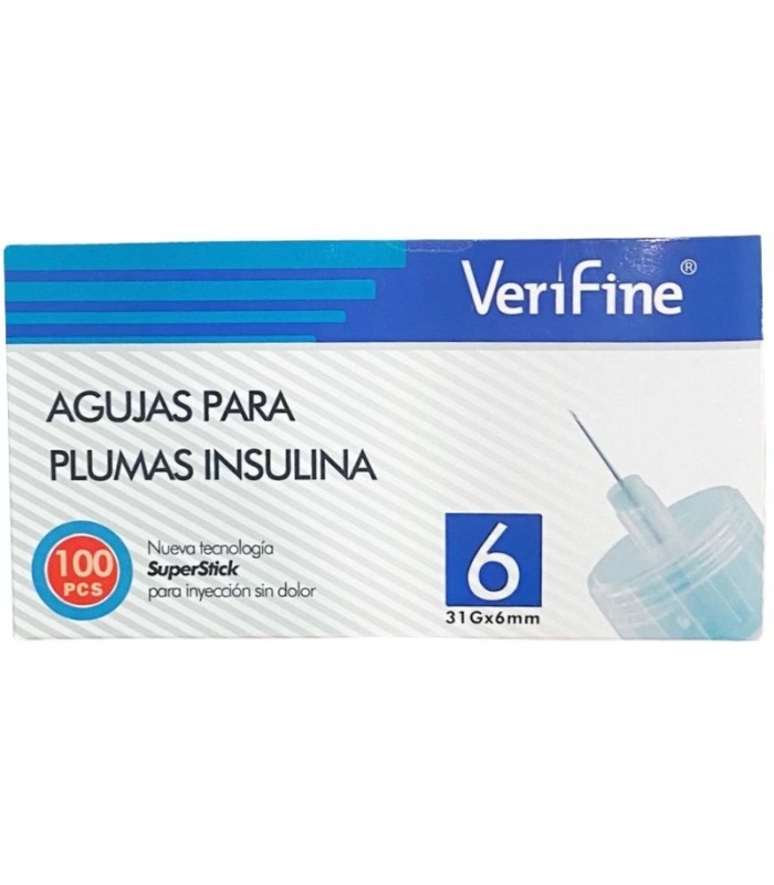 Agujas para pluma de insulina C/100 unidades Verifine