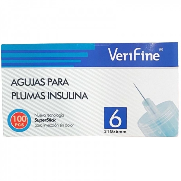 Agujas para Plumas de Insulina Verifine - 31Gx6mm