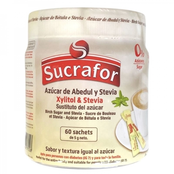 Sucrafor - Azúcar de abedul con stevia (Sobres)