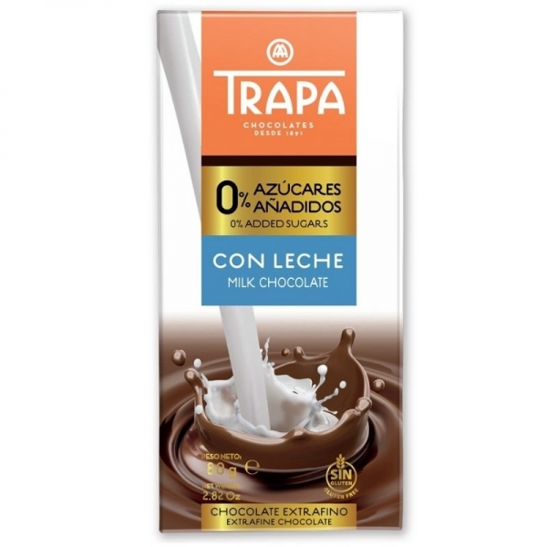 Chocolates Trapa 0% Azúcares - Chocolate con Leche
