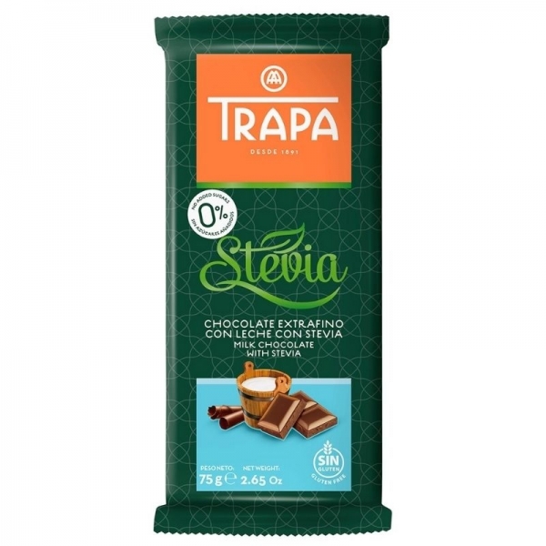 Chocolate Trapa 0% azucares con Stevia  - Chocolate con leche