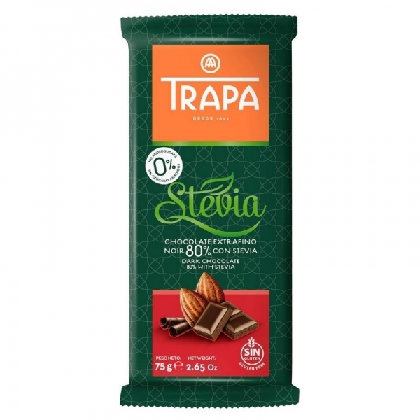 Chocolates Trapa - Chocolate Negro 80% con Stevia