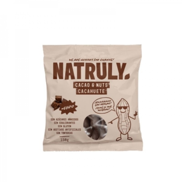 Natruly - Cacahuete recubierto de chocolate negro