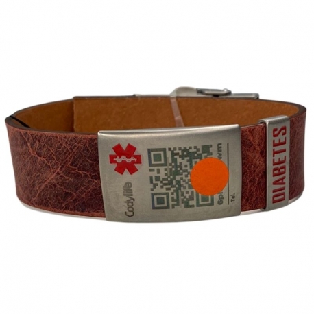 Pulsera Class vaquera burdeos Diabetes