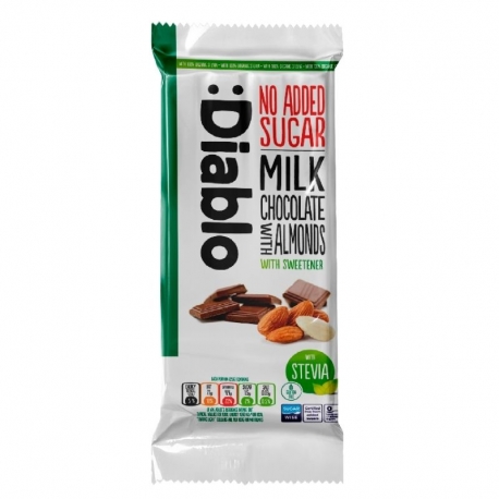 Tableta de Chocolate con Leche y Almendras con Stevia :DIABLO