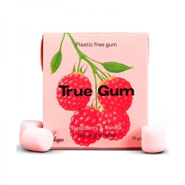 True Gum - Chicles de Frambuesa y Vainilla sin plásticos